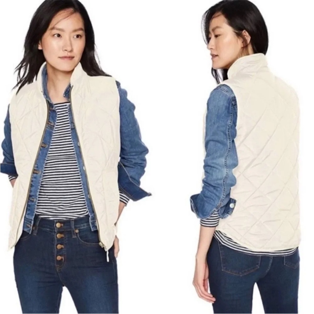 J. Crew Women's Ivory Quilted Vest